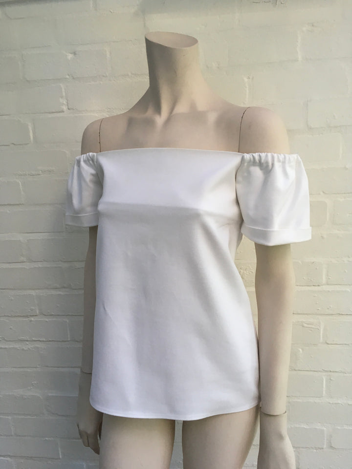 Razan Alazzouni Cotton Runaway Off The Shoulder Puff Sleeve Top LADIES