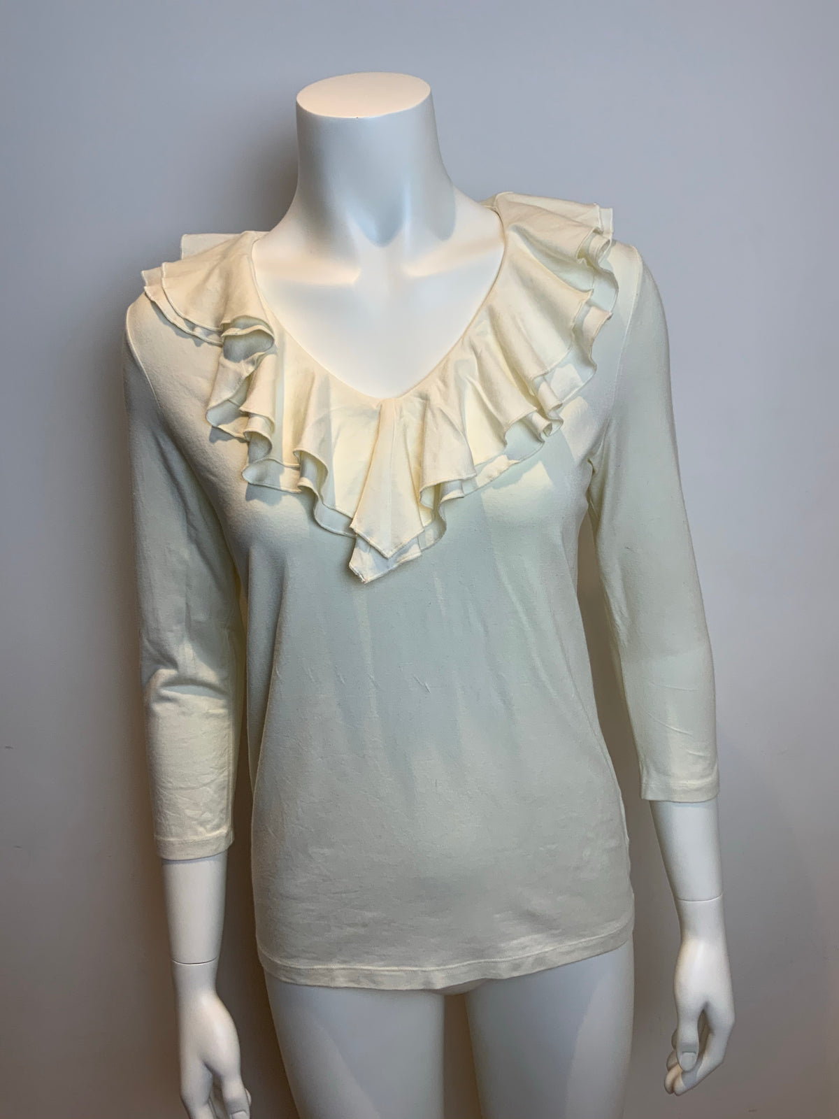 Lauren Ralph Lauren Ruffle front top with 3/4 sleeve top Size M medium ladies
