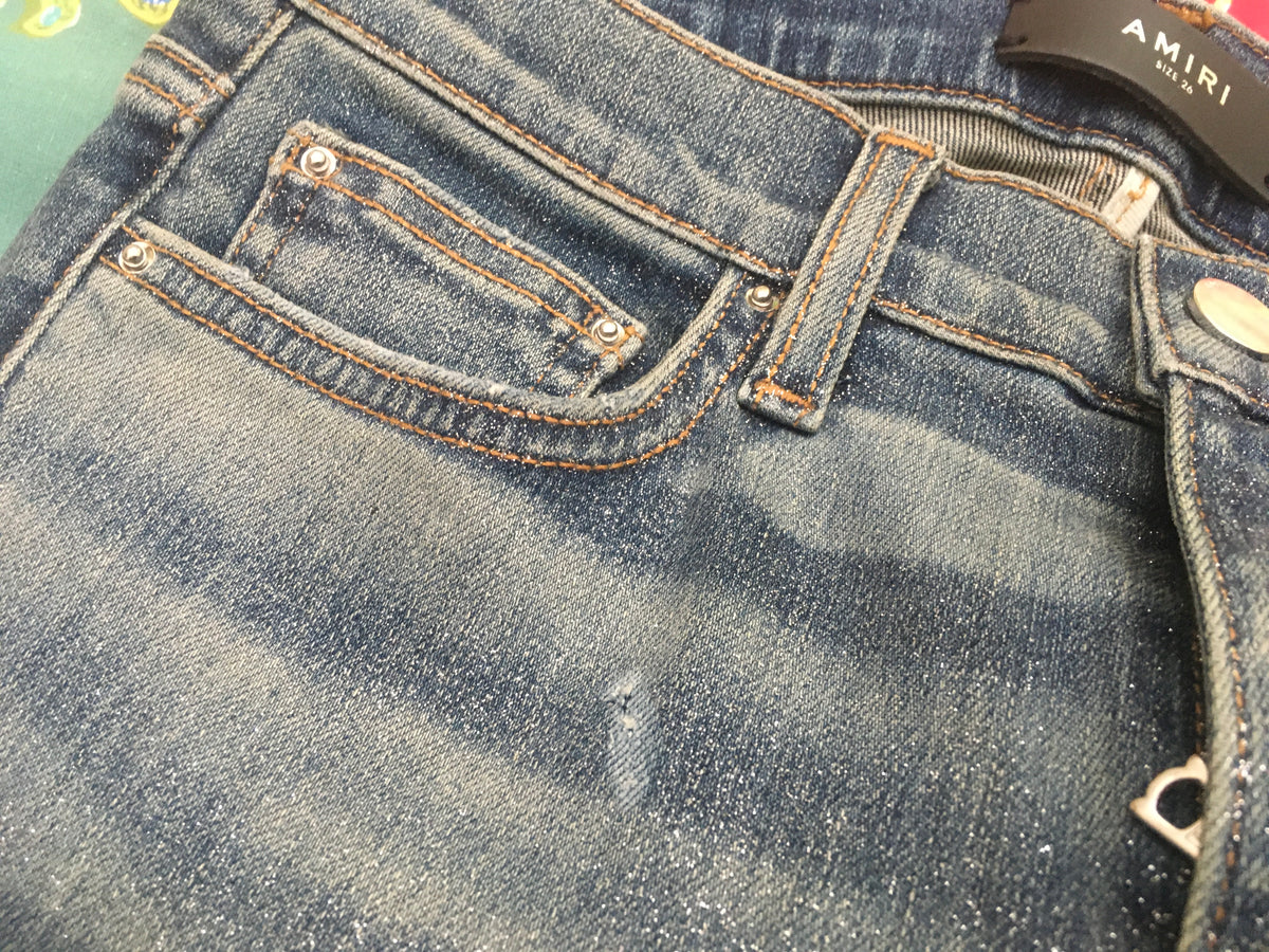 AMIRI Women's Glitter Thrasher Jeans Denim Jeans Size 26 UK 8 FR 38 I 40 Ladies