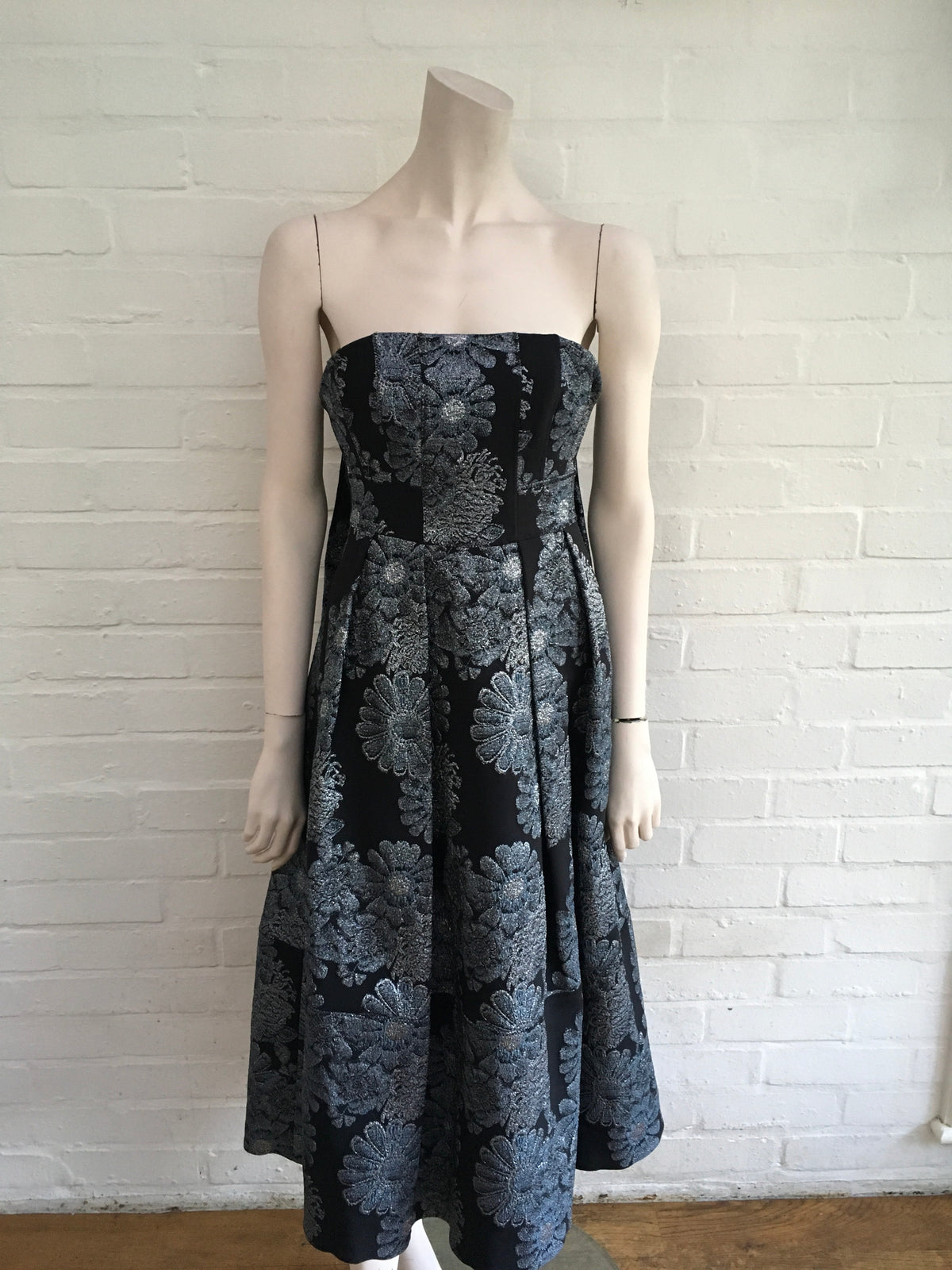ERDEM RUNAWAY Alina Metallic-Jacquard Strapless Dress LADIES