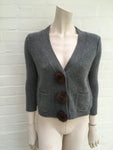 Thor & Nema Cashmere Cropped Cardigan Mink Fur Trim Size S Small Ladies