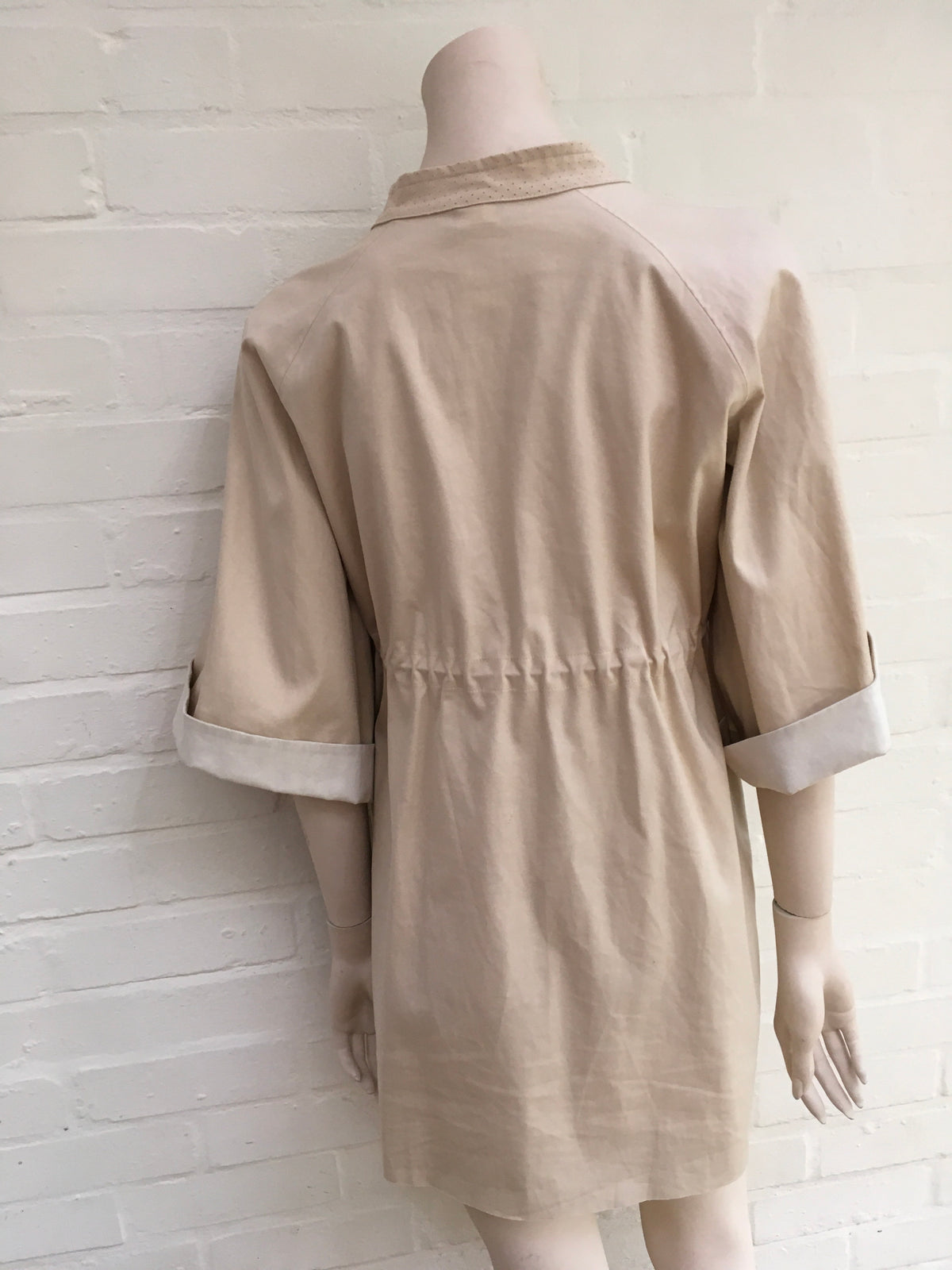 JIL SANDER NAVY Oversized beige Trench Coat SIZE 32 US 0 UK 4 XXS Ladies