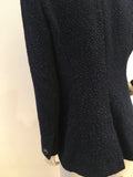 CHANEL Navy Metal Wool Boucle Jacket 16A Blazer F 40 UK 12 US 8 ladies