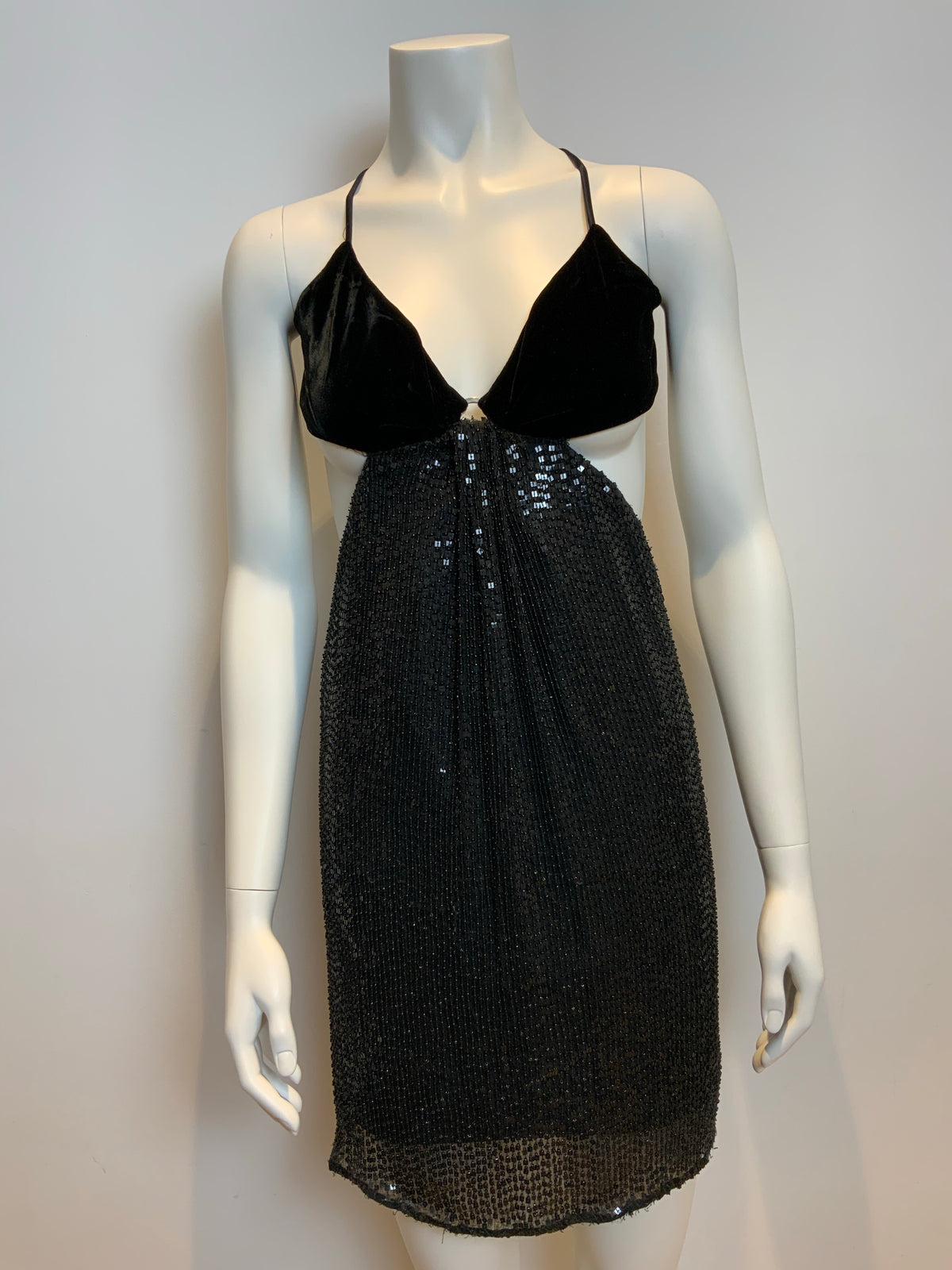 Cynthia Steffe Sequin Embellished Mini Sexy Velvet Bra Top Dress Size 0 XXS ladies