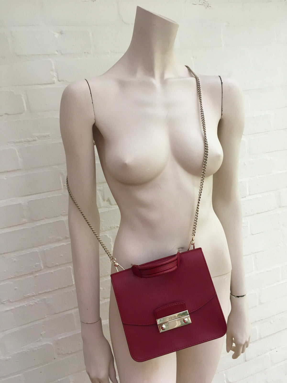 Furla Metropolis Top Handle 903885 Red Bag Handbag Chain ladies