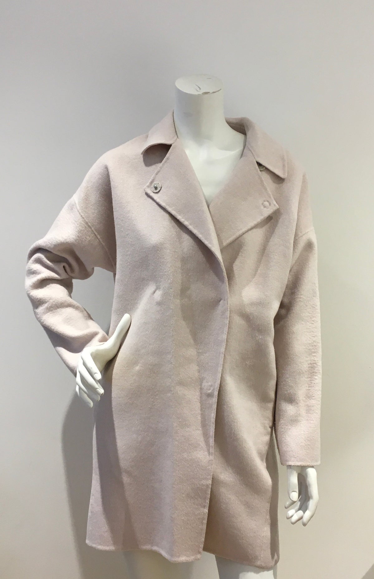 Selected Femme Oversized Pale pink wool cashmere coat Size F 34 XS ladies