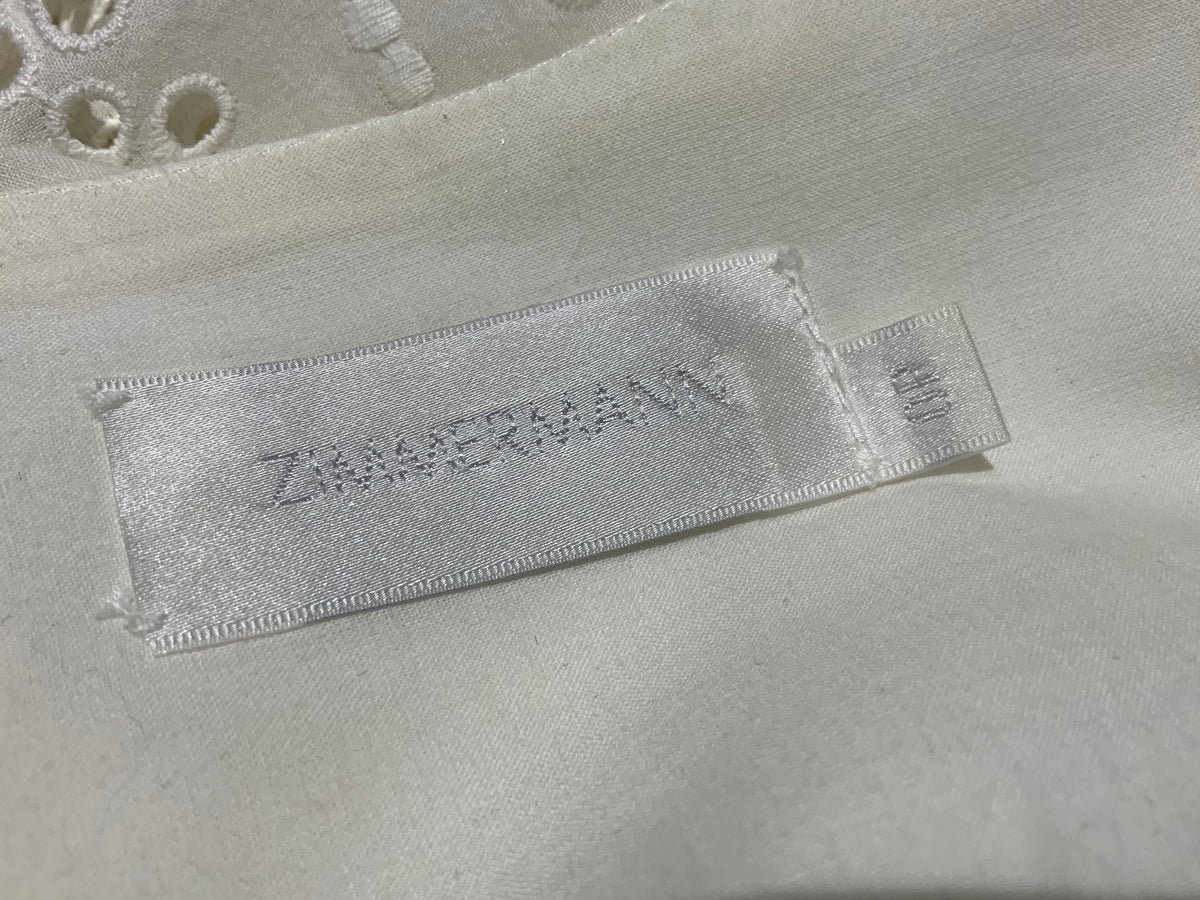 ZIMMERMANN Kali Embroidered Cotton Ivory Dress Size 0P Petite ladies