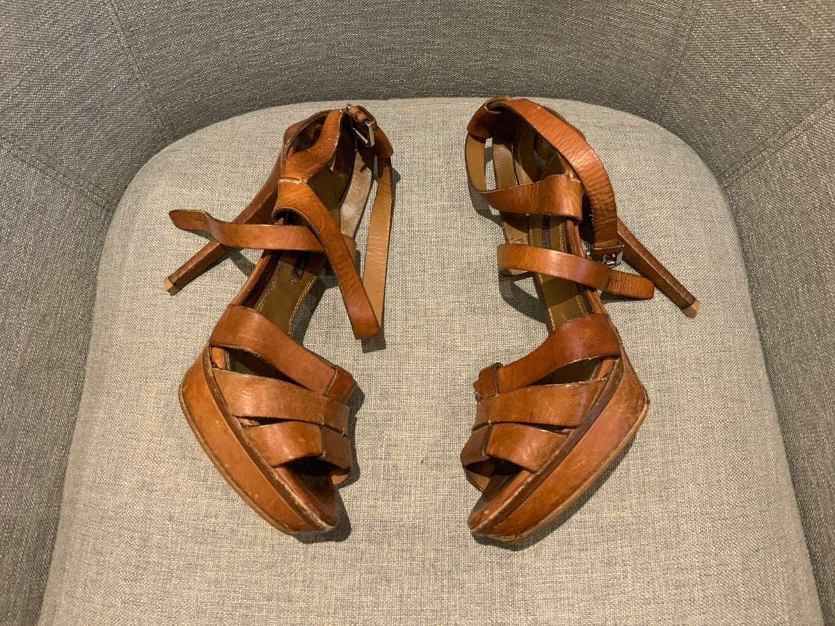 Ralph Lauren Collection Brown Leather Sandals Size 9 1/2 UK 6.5 39.5 ladies