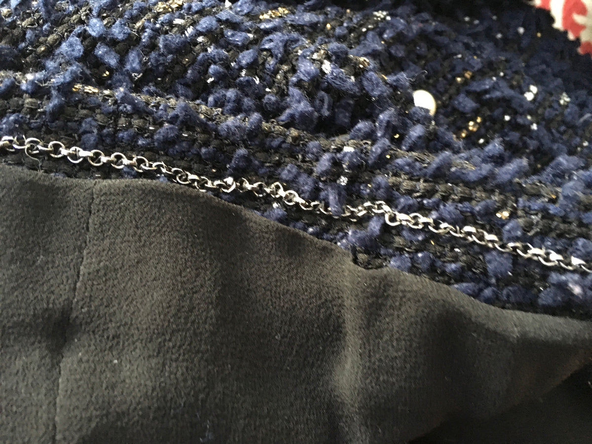 CHANEL Metallic Tweed Jacket Pearls Embellishe  Ladies