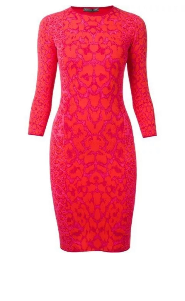 Alexander McQueen Women's Pink Leopard Print Bodycon Dress Size S Smal Afashionistastore Alexander McQueen Women's Pink Leopard Print Bodycon Dress Size S Smal Afashionistastore