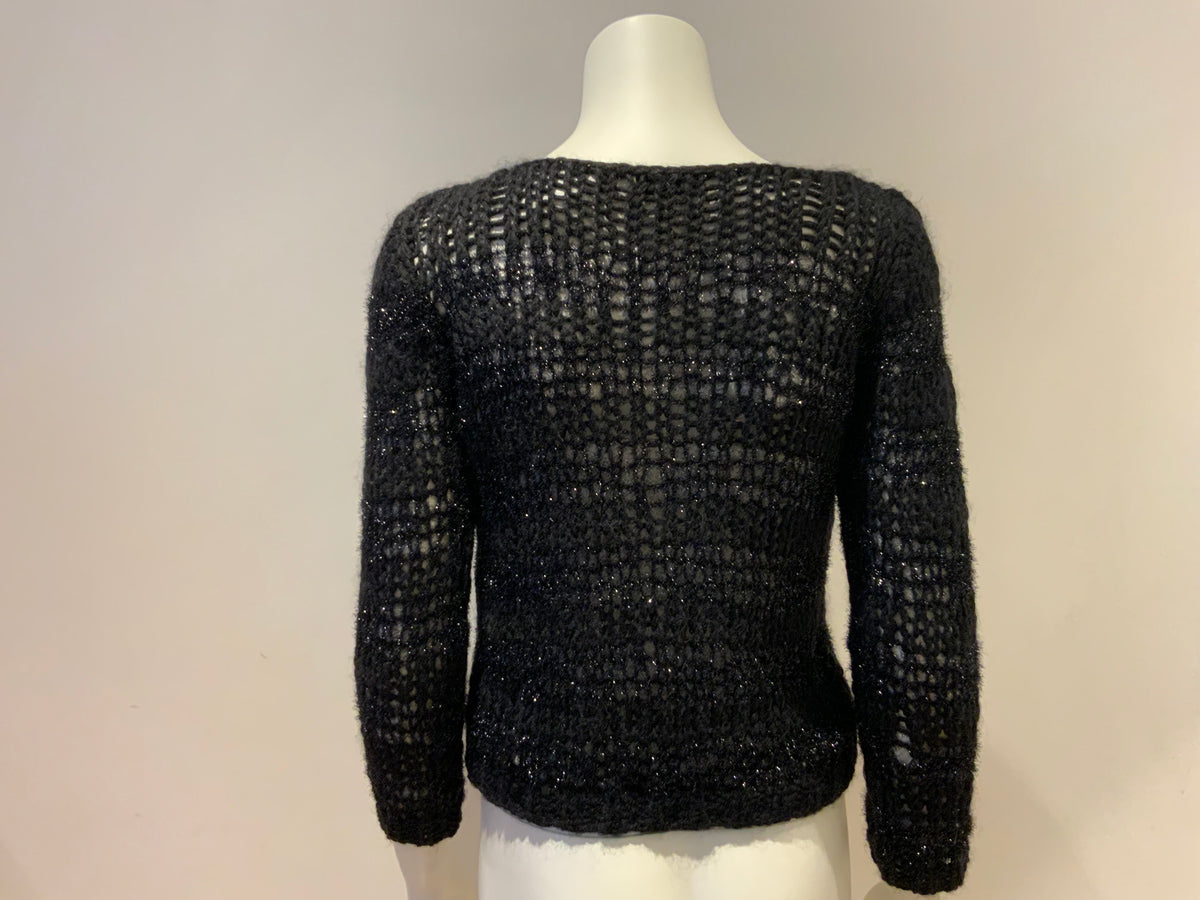 Saint Laurent Black Wool-Mohair open knit pullover sweater SOLD OUT Size S small ladies