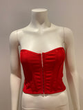 Pretty Little Thing DUSTY RED BANDAGE HOOK AND EYE CORSET Size UK 8 US 4 S small ladies