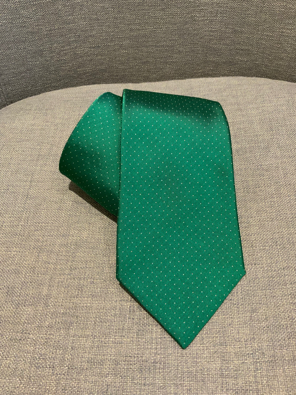 TURNBULL & ASSER. HANDMADE MENS GREEN POLKA DOTS TIE MEN