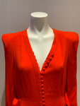 GORGEOUS Sonia Rykiel Orange Crepe Button Front Power Shoulder Belted Dress F 40 ladies
