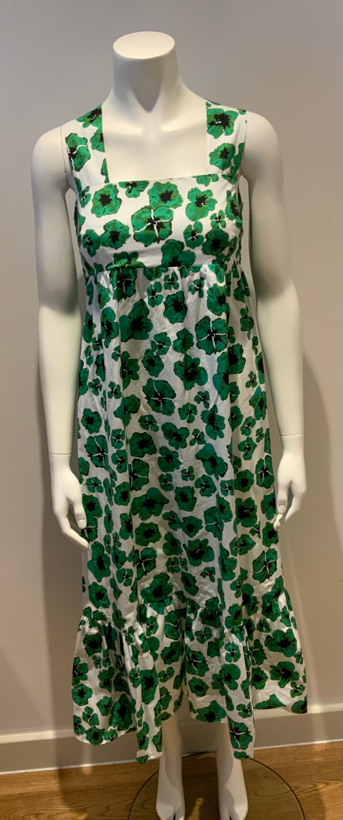Borgo De Nor Green Mila Cotton Poplin Midi Dress Size UK 12 US 8 ladies