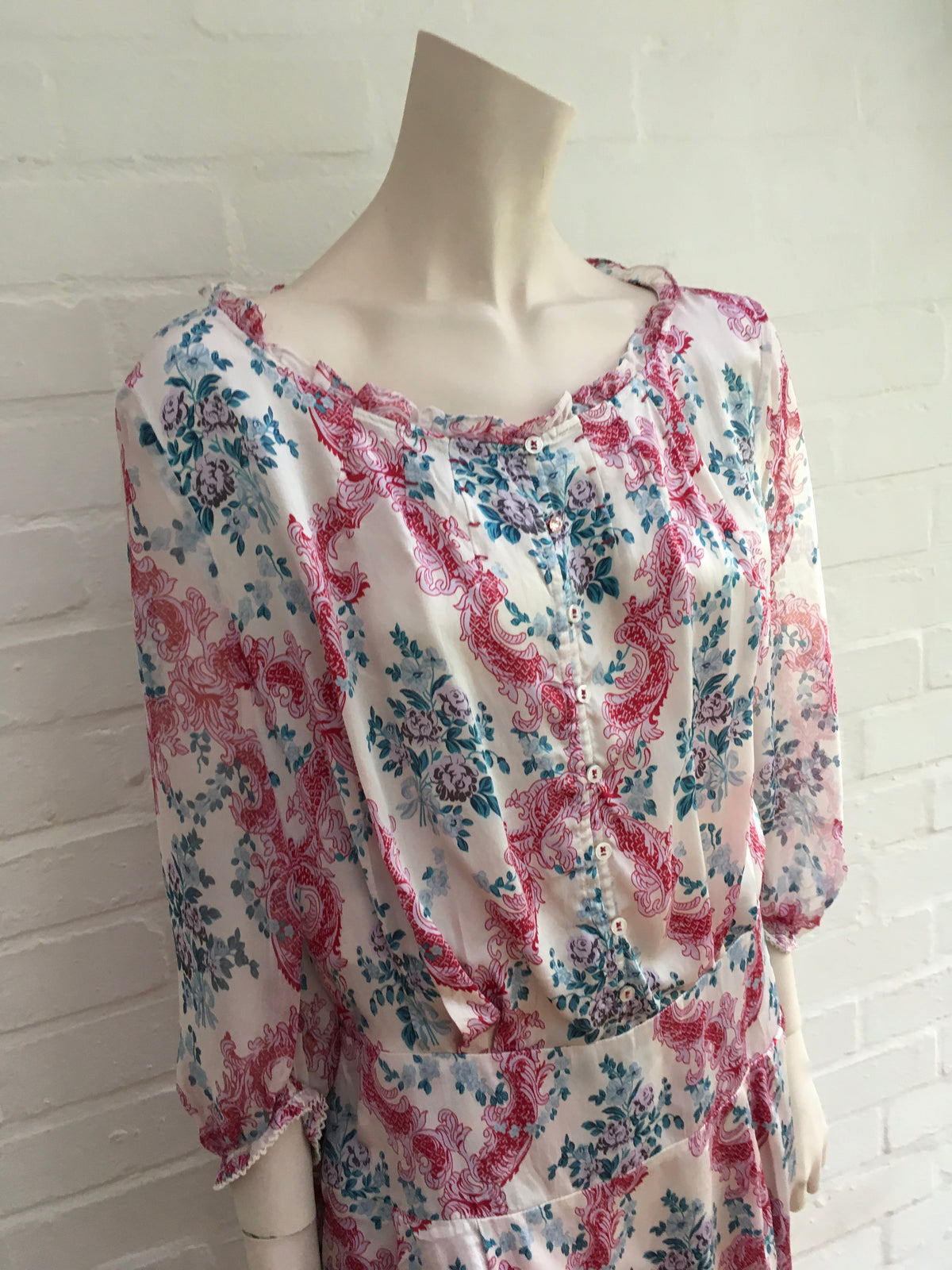 HUGO BOSS Silk Chiffon Water Color Floral Dress Ladies