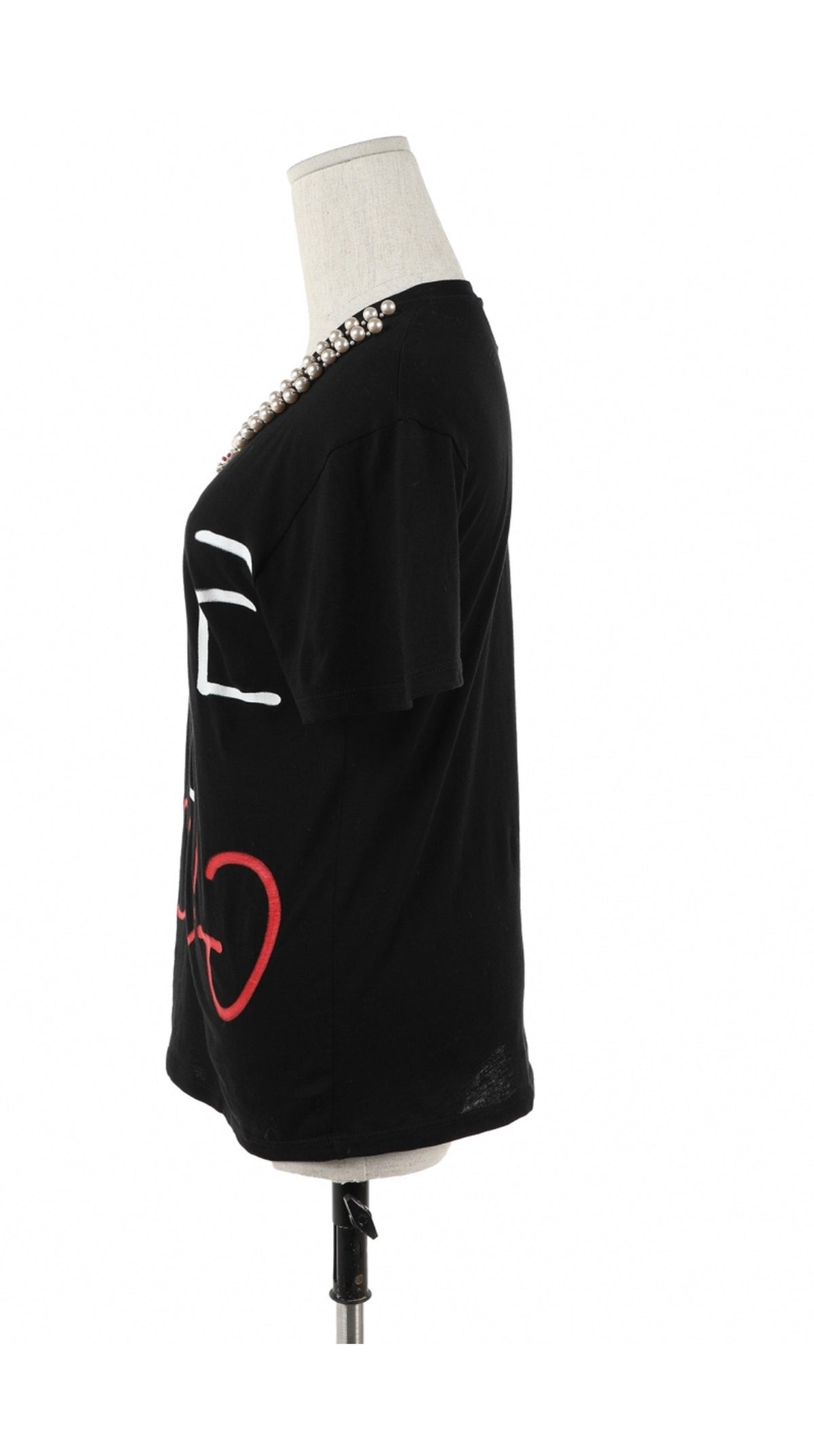 Gucci Appliquéd Life Is Gucci Black Pearls T-Shirt Nicki Minaj  Ladies