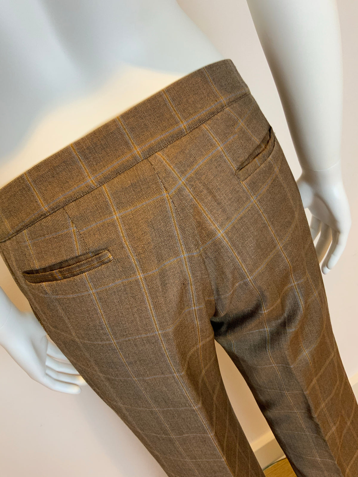KRISTINA TI Wool Checked Brown Pants Trousers Size US 8 UK 12 I 44 ladies