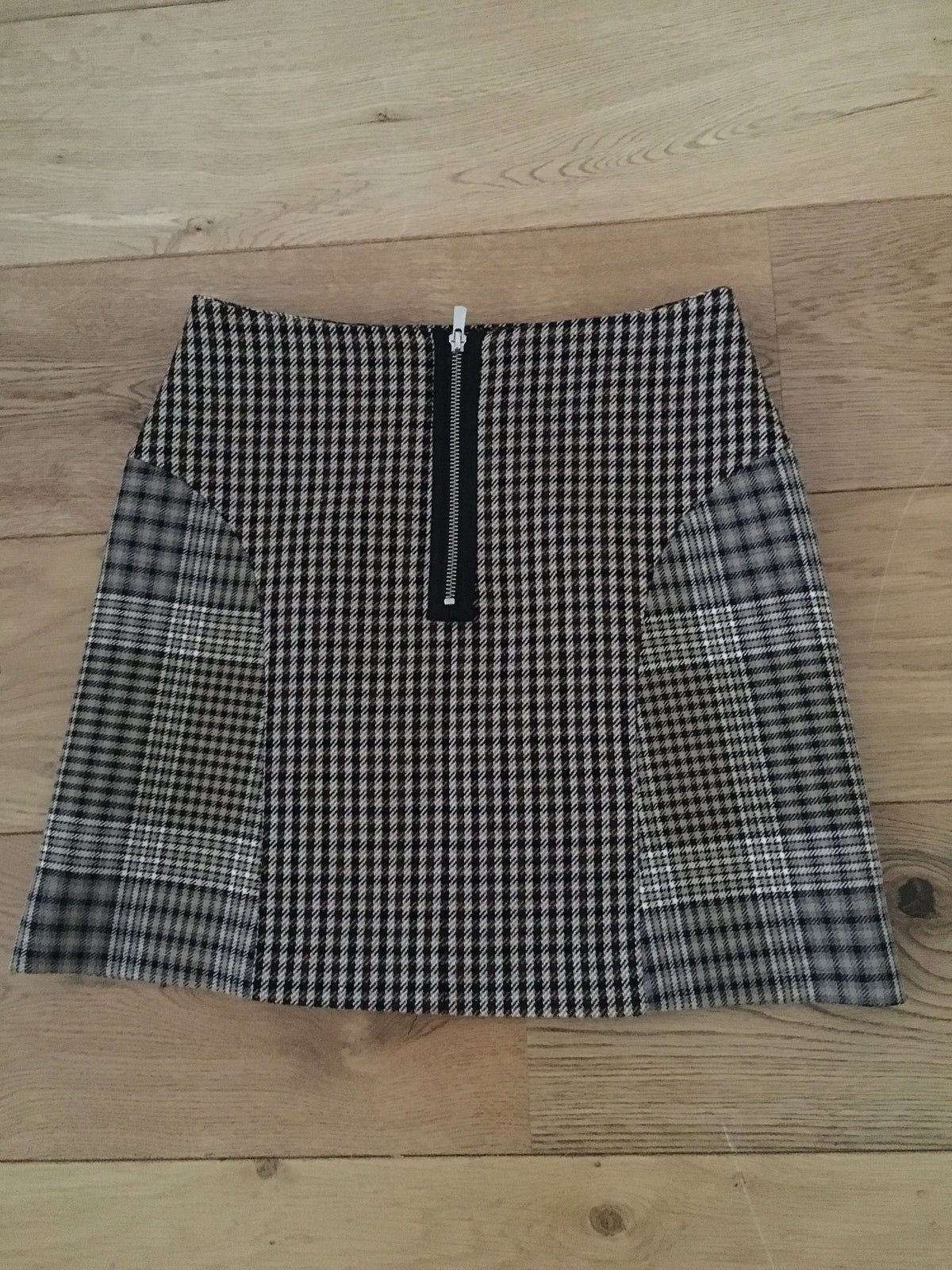 Maje Joxy Prince Of Wales And Houndstooth-twill Mini Skirt Size F 38 UK 10 US 6 ladies