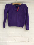 Ralph Lauren Polo purple cable knit sweater jumper 5 years old Children