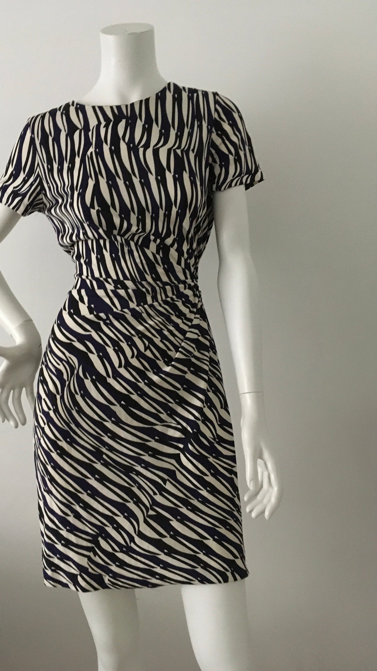 Diane von Furstenberg Glass Weave Purple Slip On "Zoe Dress" Size US 10 UK 14 ladies