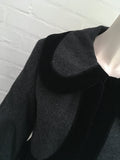 LOUIS VUITTON GREY WOOL VELVET TRIM COAT Ladies