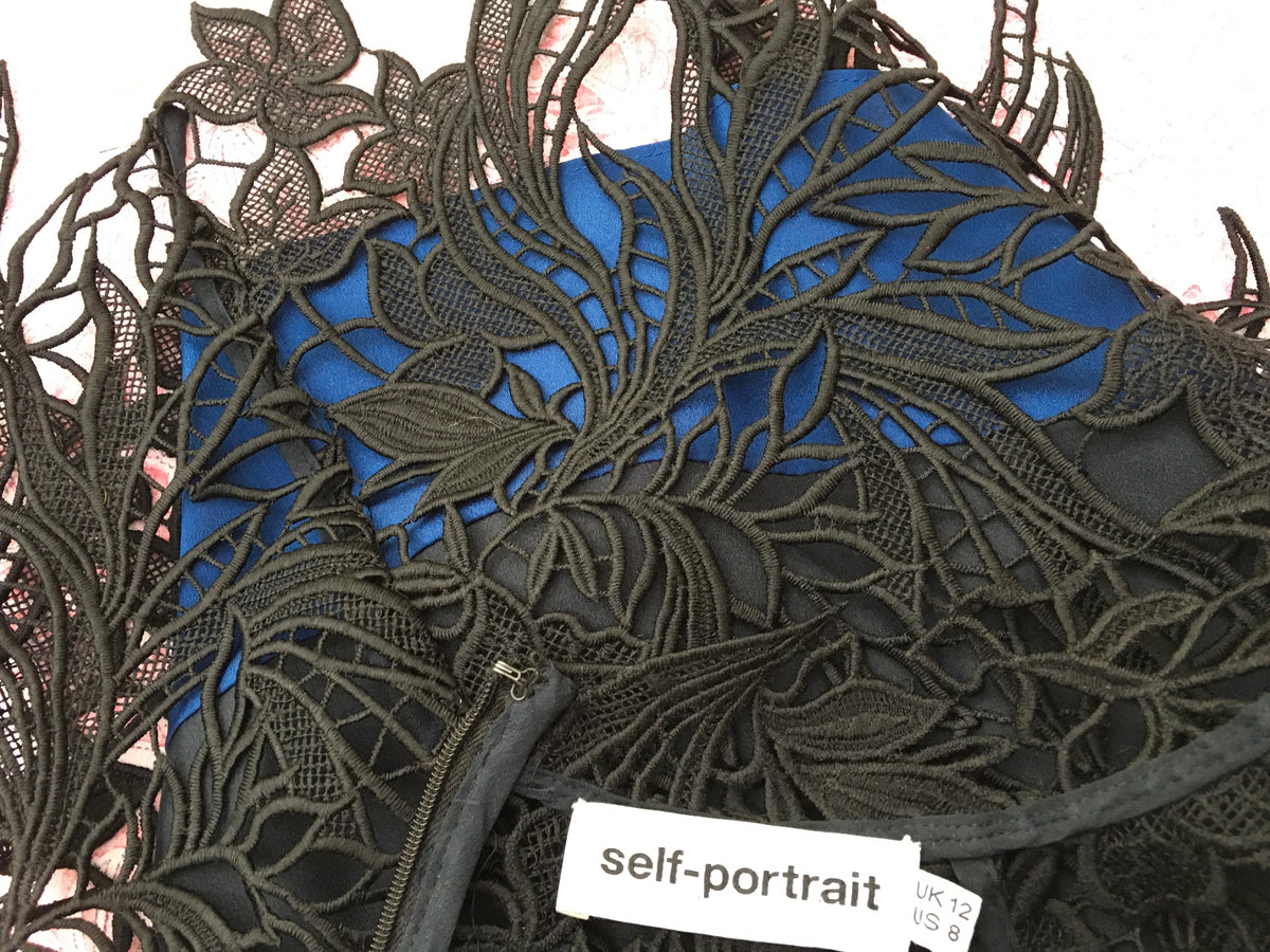 SELF-PORTRAIT Clementine lace black blue dress  Ladies