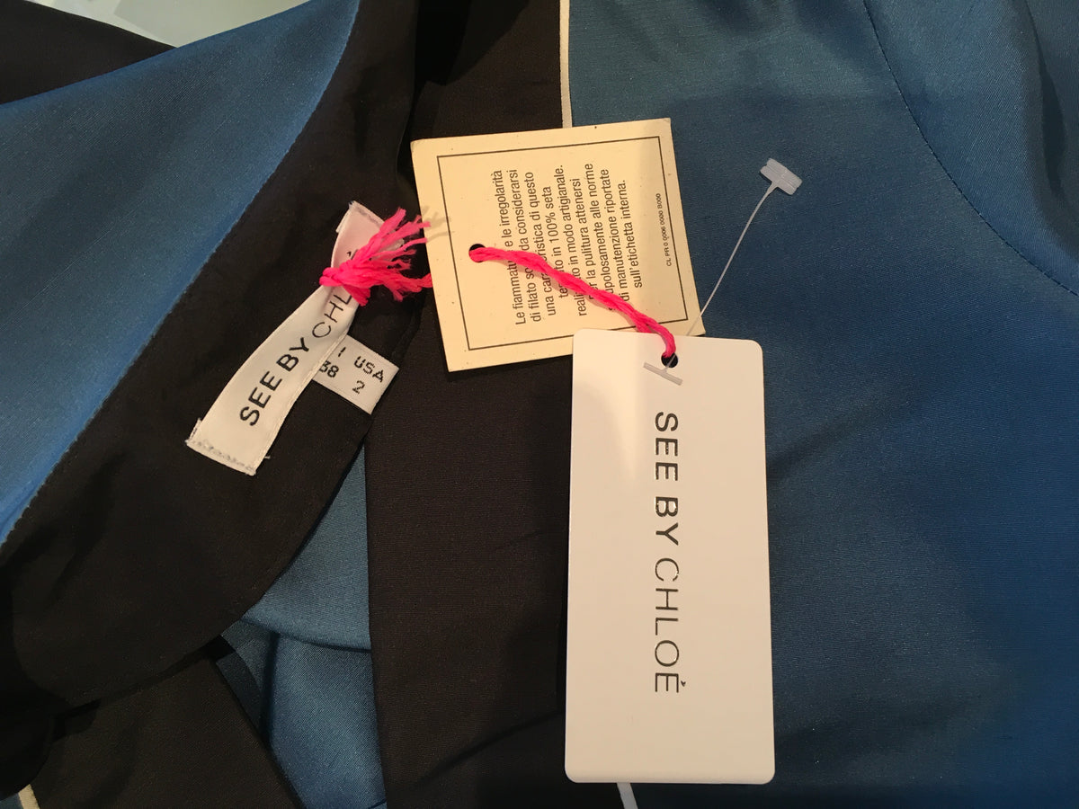 Amazing Rare See by CHLOÉ Celebrities Silk Colorblock Dress Size I 38 US 2 UK 6 ladies