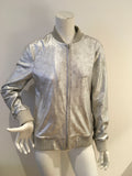 pat pats p c&a silver vintage look faux leather bomber jacket Size M medium ladies