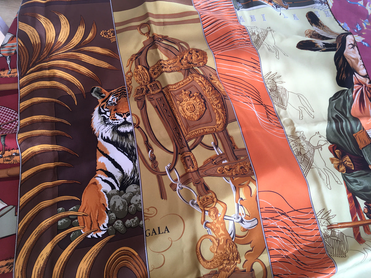 Hermès HERMES SCARF Carre en Carres 90cm Silk Twill Scarf ICONIC ladies