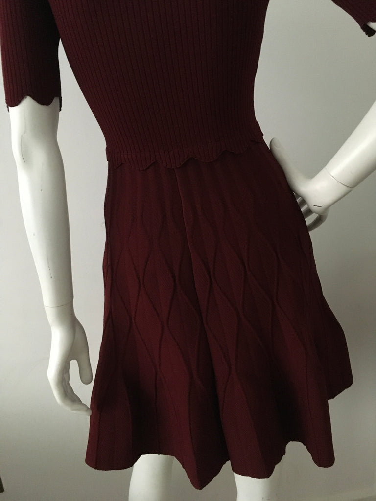 SANDRO Ange Knit Dress Bordeaux Wine Dress 2019 Collection size S smal Afashionistastore SANDRO Ange Knit Dress Bordeaux Wine Dress 2019 Collection size S smal Afashionistastore