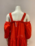 H&M red cotton off shoulder boho peasant dress Size UK 12 L large ladies