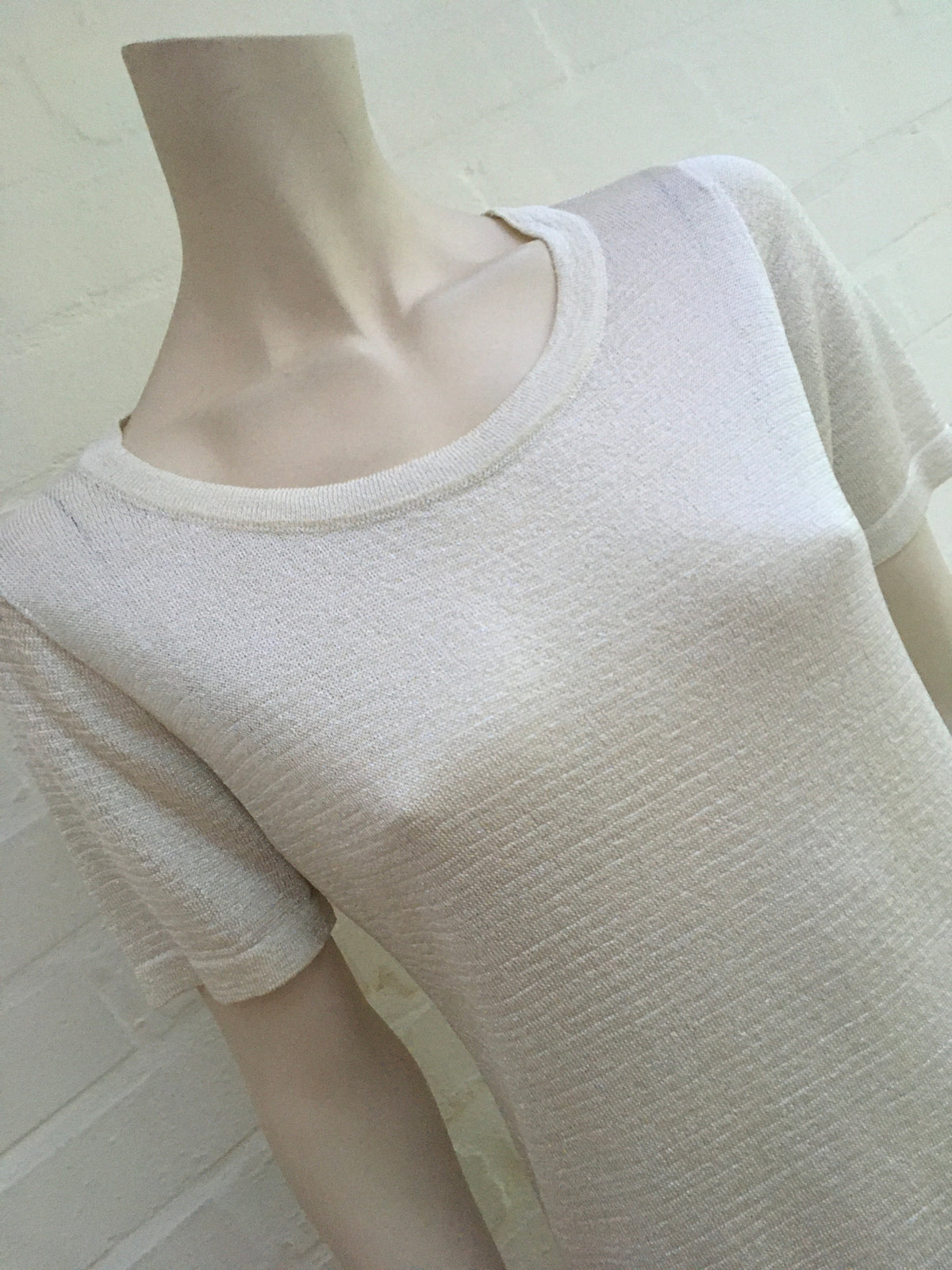 MISSONI White Lurex Thin Knit Top I 44 UK 12 US 8 L Large ladies