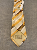 BRIONI Silk Striped Gold Yellow HANDMADE IN ITALY Mens Tie men