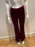 Tara Jarmon Burgundy Velvet Mid-Rise Wide-Leg Pants Trousers Size F 36 UK 8 US 4 ladies
