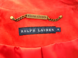 RALPH LAUREN Womens Red Suede Leather Fitted Blazer Jacket Ladies