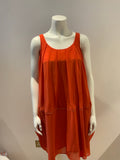Helene Japan Orange Silky DRESS SIZE S small ladies