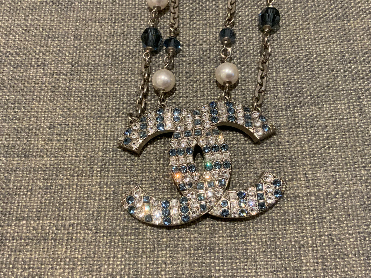 CHANEL 2019 19C CC Multi Strand Chain Pearls Choker Necklace Chain ladies