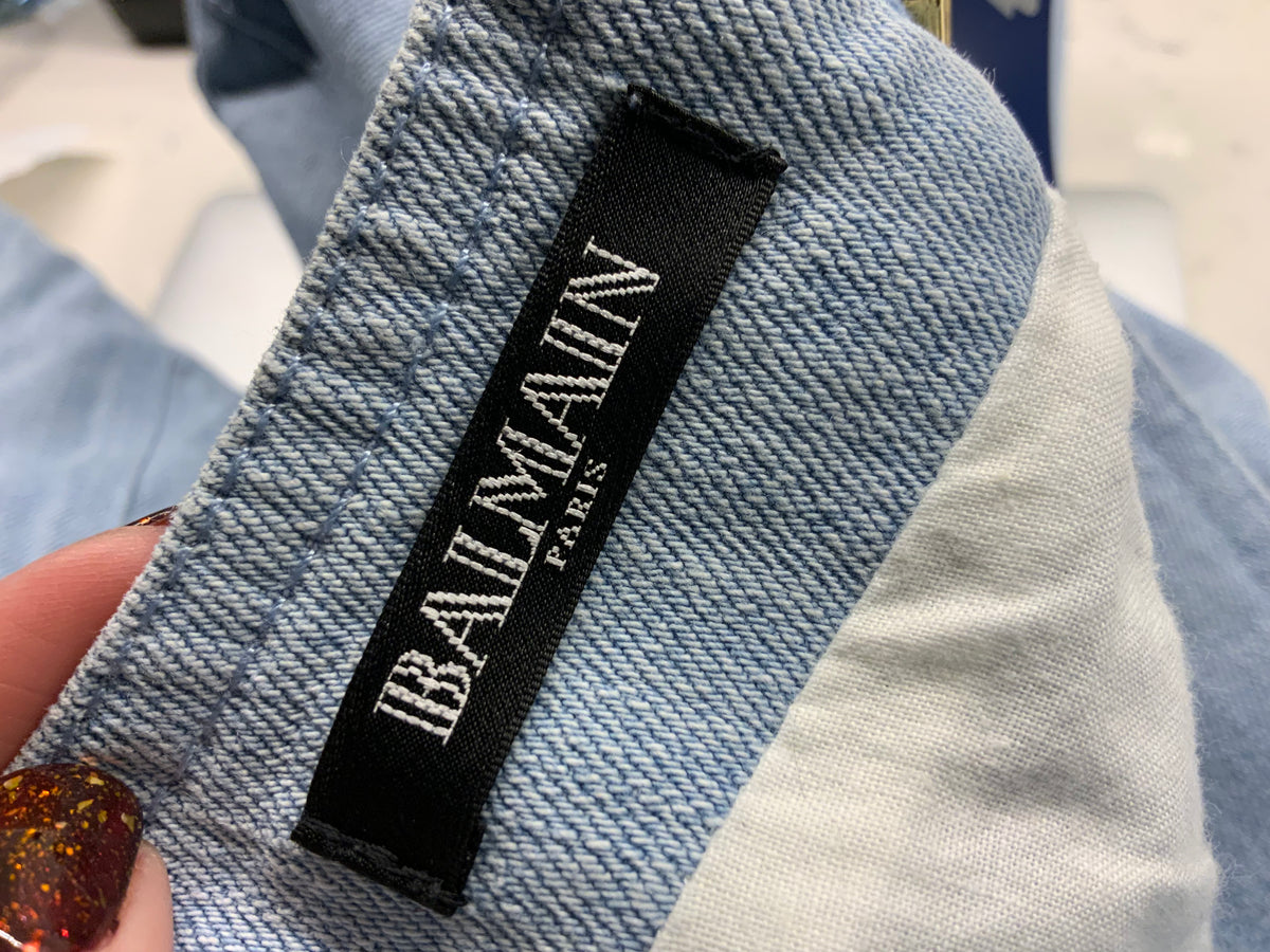 £3,940 SOLD OUT Balmain Denim DOUBLE BREASTED TUXEDO BLAZER DRESS F 38 S small ladies