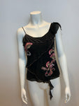 KAREN MILLEN Silk Scoop Neck Embroidered Beaded Top Blouse UK 10 US 6 ladies