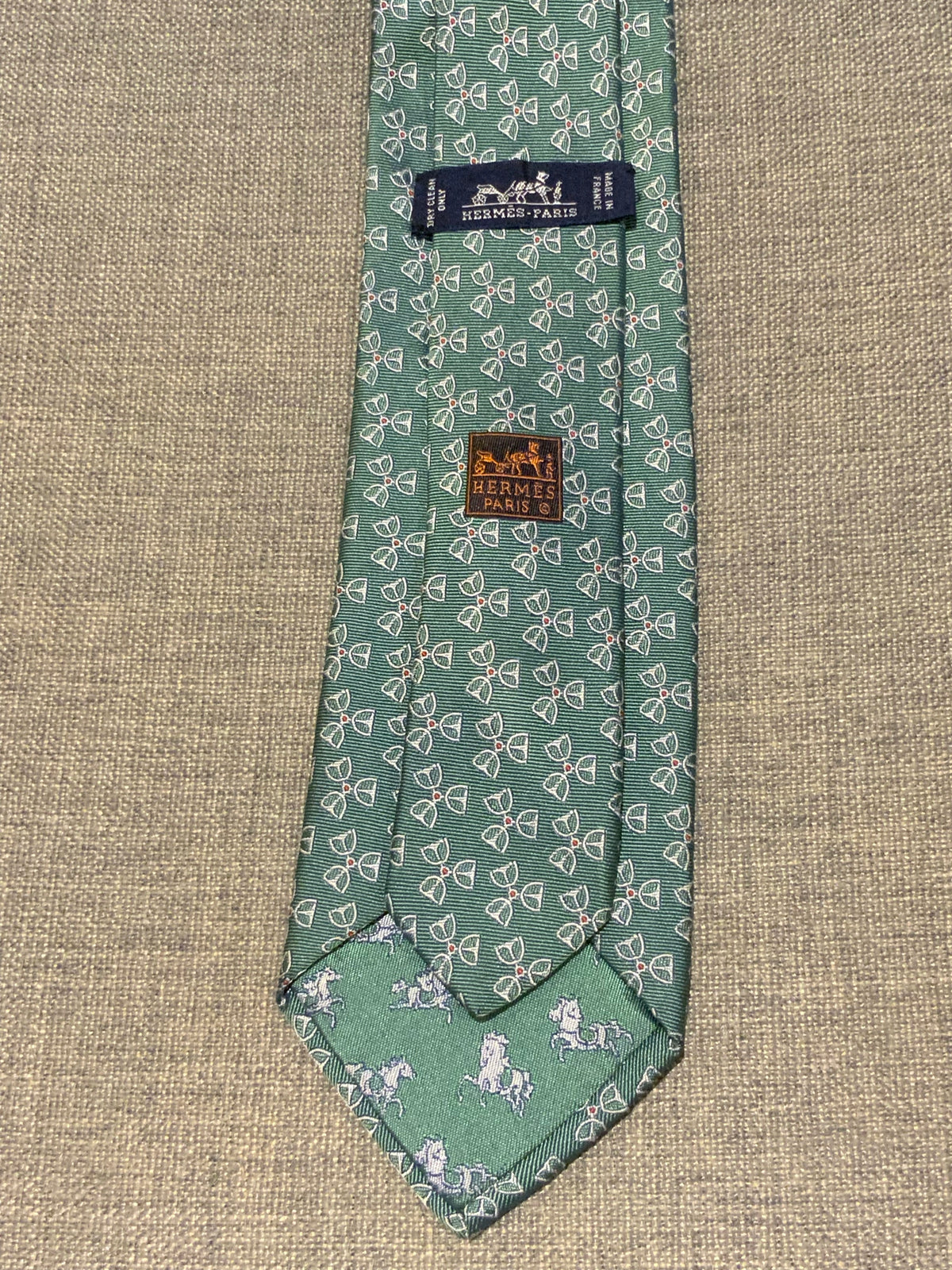 Hermès HERMES Paris Silk 655483 T Green NeckTie 100% AUTHENTIC Men