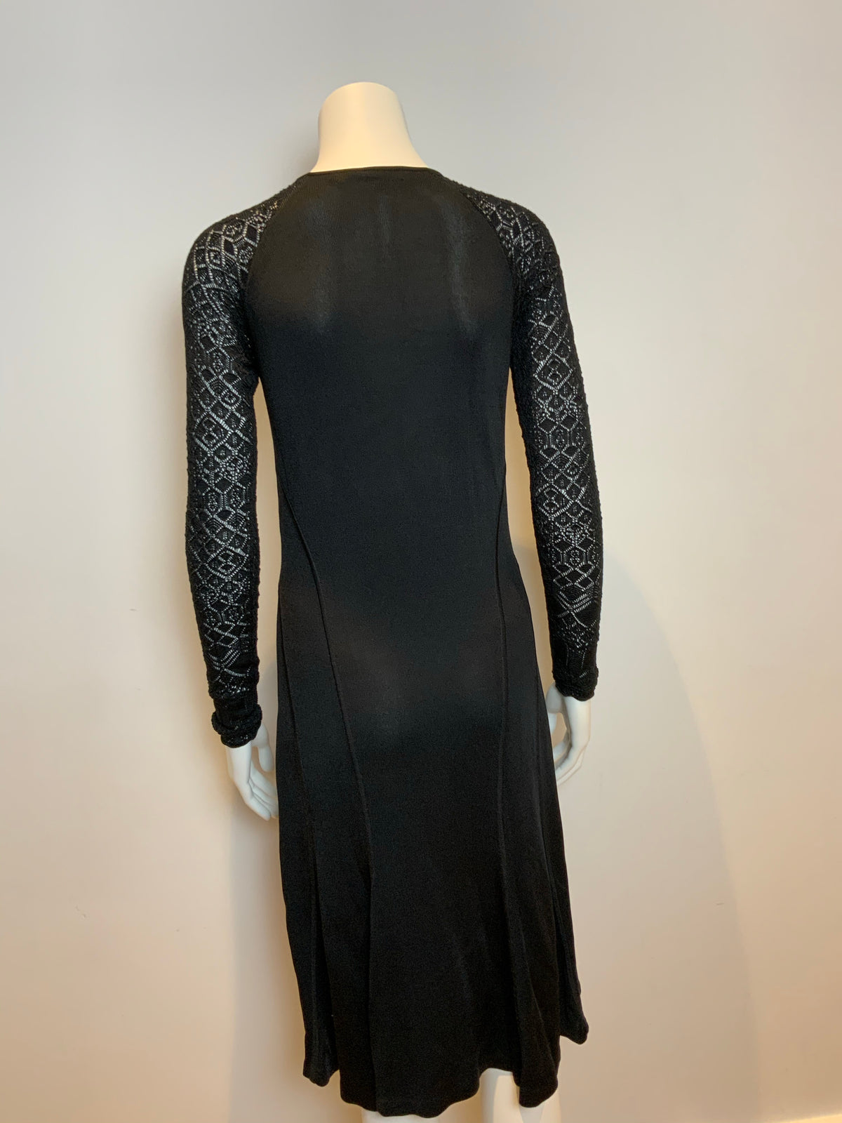 RALPH LAUREN BLACK LABEL CHROCKET SLEEVES MIDI DRESS SIZE L LARGE ladies