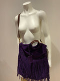 Ralph Lauren Handbag Fringe Purple Suede Leather Large Hobo Bag ladies