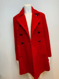 INES DE LA FRESSANGE Red Boucle Wool Double Breasted Coat Sz` UK 12 US 8 L Large ladies
