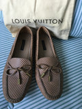 Louis Vuitton Beige Petit Damier Embossed Leather Gloria Bow Loafers Size 36 Ladies
