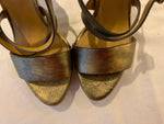 Ralph Lauren Collection Metallic Gold Leather Estrid Platform Ankle Size 39 UK 6 ladies
