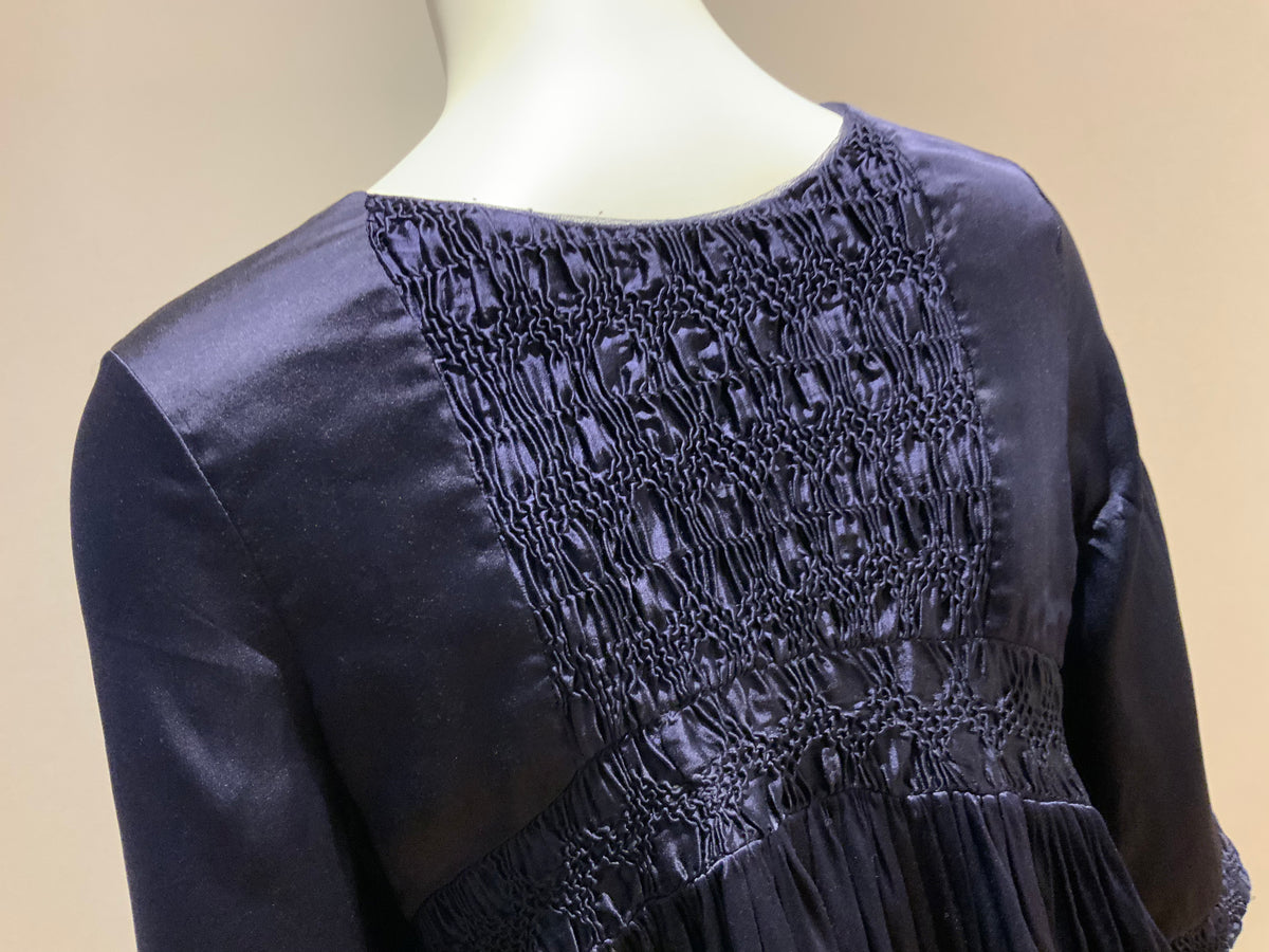 Navy Blue Silk Button Down Dress Size S Small ladies
