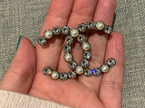 CHANEL CC 2020 Pearl Crystal Bright Young Things CC Brooch Silver ladies