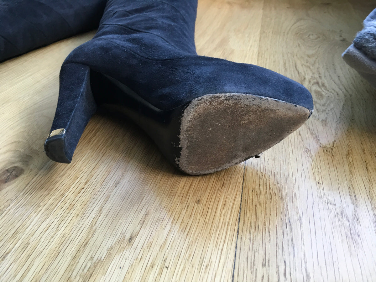 LOUIS VUITTON platform boots Fairy line suede navy blue ladies