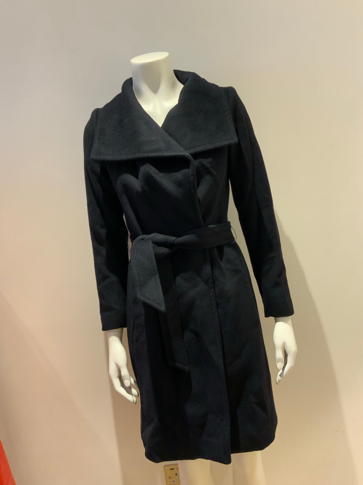 Reiss Womens Luna Belted Longline Wool Coat Navy Size UK 4 US 0 EU 32 ladies